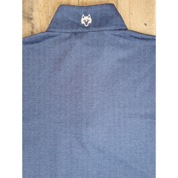 Greyson Golf Herringbone Quarter Zip Navy Blue Mens Medium Sweater Custom Logo - Picture 4 of 8